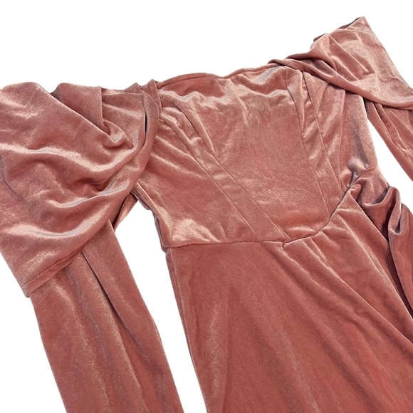 CIDER Velvet Off‑Shoulder Mini Dress – Dusty Rose | Size XL NWT - Picture 3 of 6